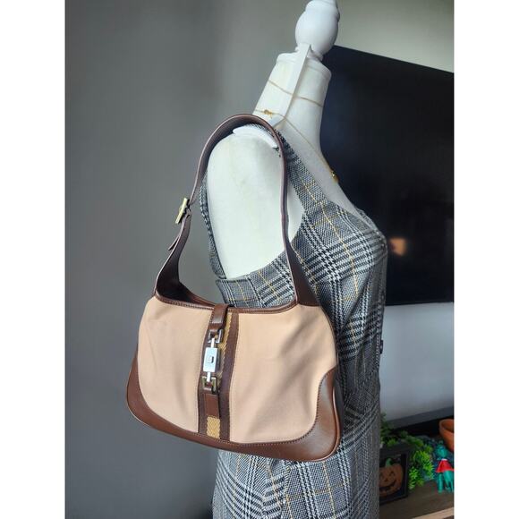 Gucci Jackie Shoulder Bag in Beige with Brown Vintage Small Adjustable Strap - Picture 2 of 16